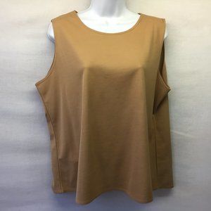Notations Women's top Beige Sleeveless Tank Blouse Tunic Knit Stretchy Size XL P
